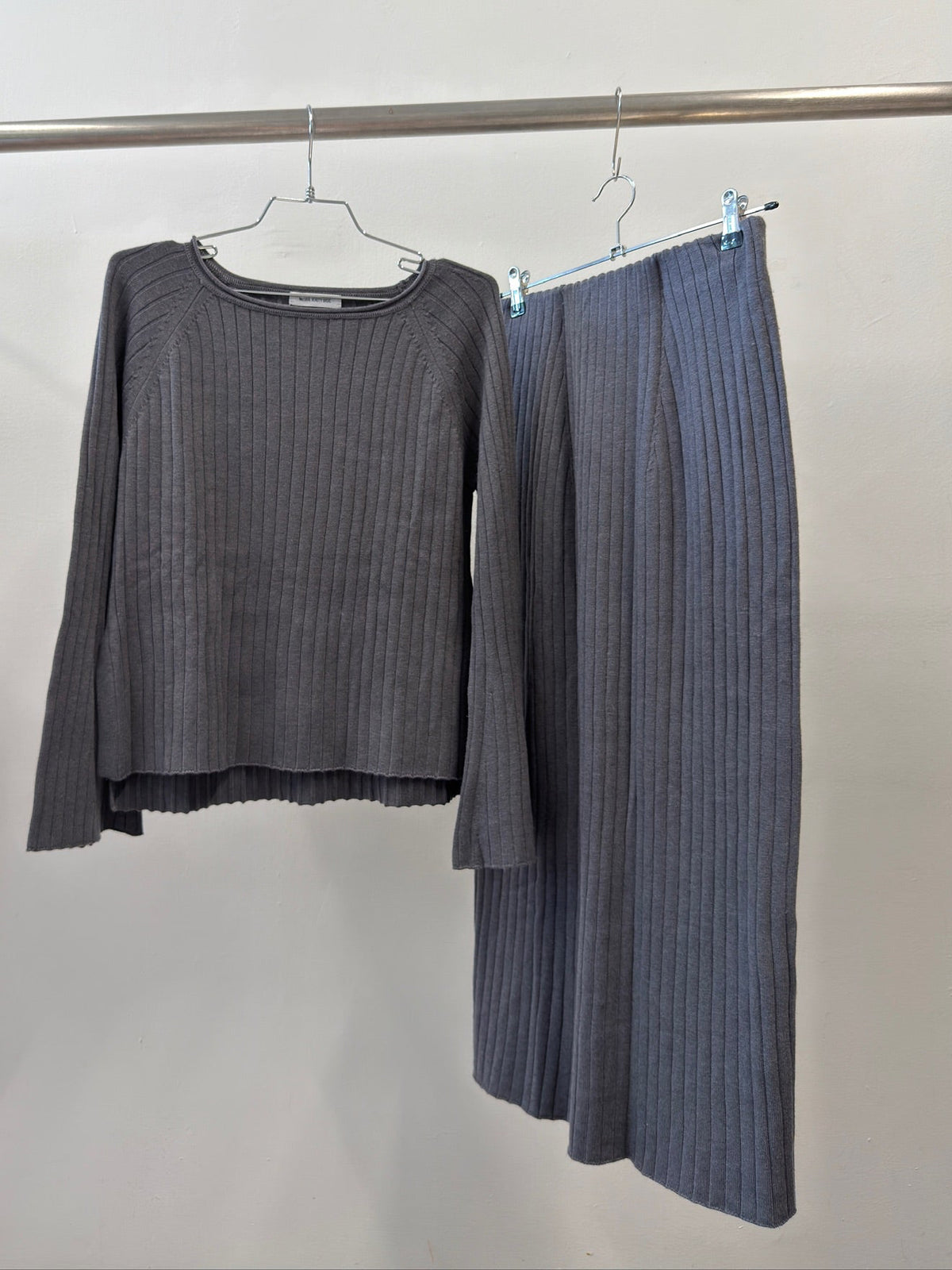 Natural Beauty Basic Rib Knit Top and Skirt Set