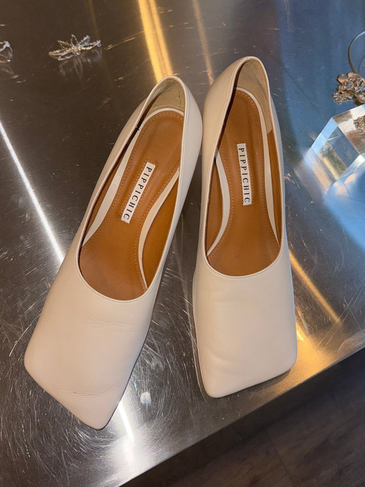Pippichic Square Toe Leather Pumps 37.5-38 EU